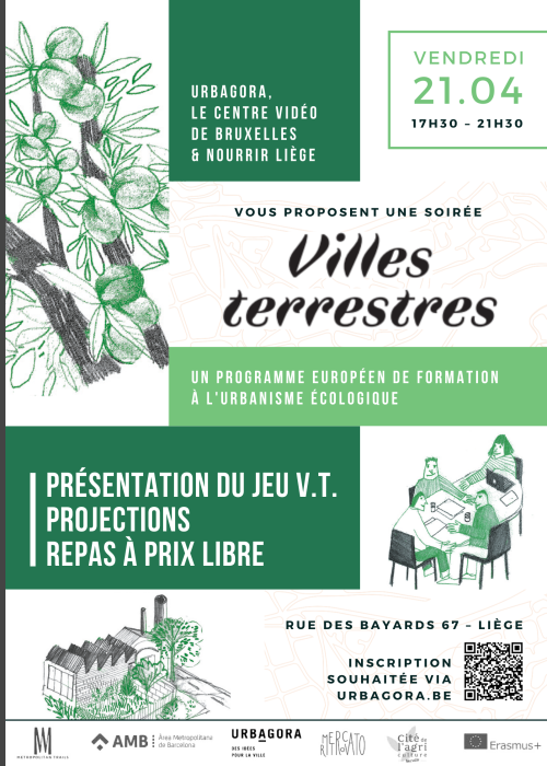 [Nourrir Liège] Soirée Villes Terrestres – jeu, projections et repas